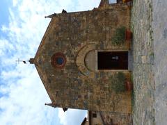 Santa Maria Assunta church in Monteriggioni, Tuscany, Italy, 2019