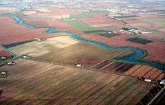 Countryside near Zuccarello with Dese River in the foreground, Veneto, Italy