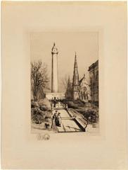 Gabrielle D. Clements Washington Monument Baltimore Maryland 1896 etching