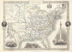 1851 Tallis and Rapkin map of the United States