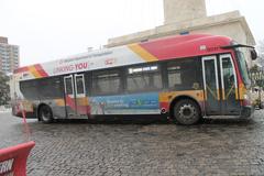 Bomb Cyclone snowstorm Baltimore January 2018 bus arriving at stop