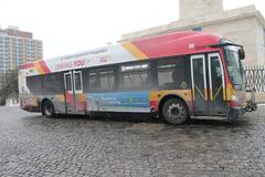 MTA Baltimore CityLink Silver bus arriving at bus stop during Bomb Cyclone snowstorm