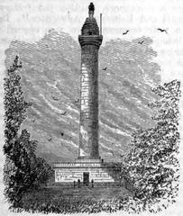 Woodcut drawing of the Washington Monument in Baltimore, Maryland