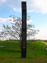 Berliner Balkon - wooden stele with altitude marking in Northern Germany