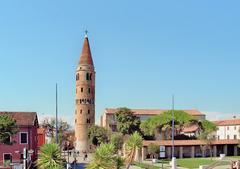 Caorle, Italy beachfront with historical buildings