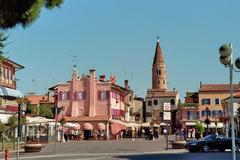 Old city of Caorle in Italy with historic buildings and narrow streets