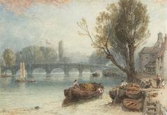 Kew Bridge from Strand on the Green watercolor by Myles Birket Foster