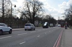 A205 South Circular Road with vehicles and pedestrian crossing