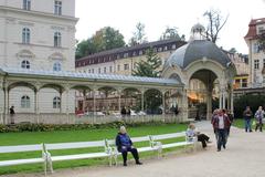 Karlovy Vary colonnade with Sadový pramen