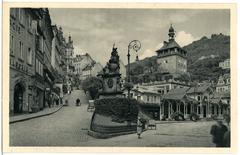 Karlsbad Marktbrunnen with Stadtturm 1930