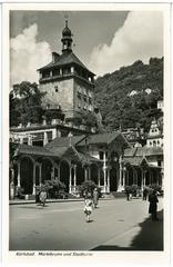 Karlsbad Marktbrunnen with Stadtturm 1930