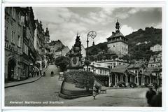 Karlsbad Marktbrunn und Stadtturm 1938