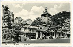 Karlsbad Marktbrunnen with Stadtturm 1939