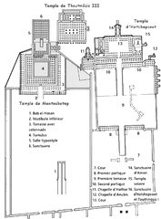 Map of the three temples at Deir el-Bahari