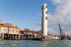 Venedig ACTV stop Murano Faro with waterbus at dock