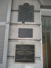 Plaques on the exterior of the Gallier House in New Orleans