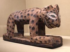 Wooden leopard sculpture from Cameroon