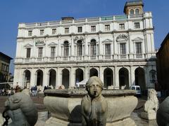 Panoramic view of Bergamo cityscape with historic architecture and lush greenery