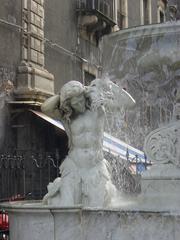 Triton sculpture at Fountain of River Amenano, Catania