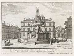 ornamental fountain in Piazza Santa Maria in Trastevere, Rome