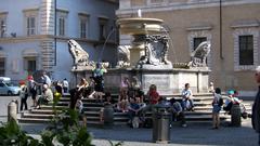 Roman architectural structures and open piazza