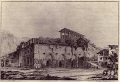 Fontebranda, 1845 drawing by Alessandro Romani