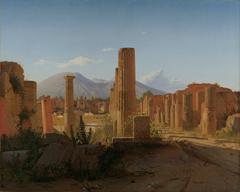 The Forum at Pompeii with Mount Vesuvius in the background by Christen Schjellerup Købke