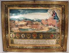 Historical painting from the 16th century depicting the people of Siena tearing down a fortress built by the Spaniards