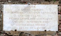 Entrance of the Fortezza Medicea in Siena with a 1778 plaque