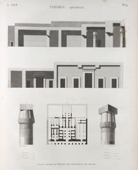 Thèbes Qournah Qurna plan and architectural details of the palace capitals