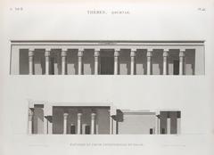 Elevation and longitudinal section of the palace in Qournah, Thebes