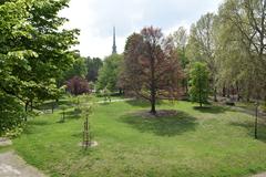 Lower part of the Royal Gardens of Turin, used as a public park, with the spire of the Mole Antonelliana in the background