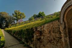 Panoramic view of Giardino Bardini in Florence with lush greenery and cityscape background