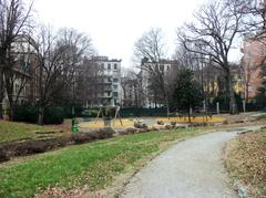 Milano, Giardino Perego with vibrant greenery and walking paths