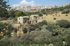 View of Agrigento from west end of the Archaeological Park across the garden Kolymbetra