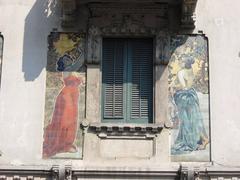 Figures of the facade of Casa Galimberti towards via Malpighi