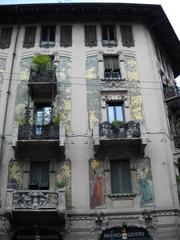 Facade of Casa Galimberti in Milan