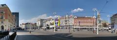 Ban Jelačić Square in Zagreb with historic architecture and the statue of Ban Josip Jelačić