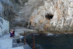 concrete platform at Grotta Smeralda entrance