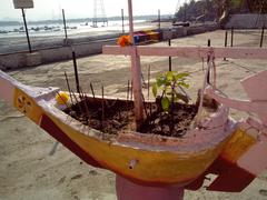 Padav shaped tulsi vrindavan in front of Kalikadevi Temple at Arnala Fort