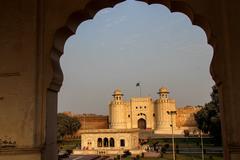 Alamgiri Gate and Hazuri Bagh view from Badshahi Mosque