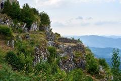 Montsegur castle ruins with surrounding landscape