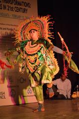 Mahisasuramardini Chhau dance performed by the Royal Chhau Academy at an international conference in Kolkata