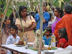 Ganesh Chaturthi procession in Paris with devotees and coconut breaking ritual