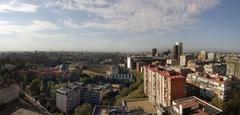 Hispanoamérica neighborhood in Madrid, Spain with city buildings and streets