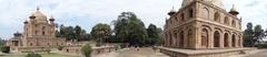 Panorama of Shah Begum and Prince Khusru Mausoleums at Khusru Bagh Park in Allahabad, India