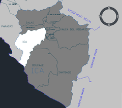 Map of Ica District within Ica Province and Ica Region of Peru