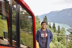 Harderbahn train ascending from Interlaken to Harder Kulm