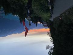 Sunrise at Harderkulm with Swiss flag