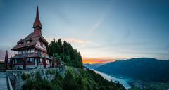 Harder Kulm at sunrise with view of Brienzersee